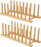HBlife 2pcs Bamboo Dish Plate Bowl Cup Book Pot Lid Drying Rack Stand Organizer for Kitchen