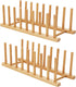 HBlife 2pcs Bamboo Dish Plate Bowl Cup Book Pot Lid Drying Rack Stand Organizer for Kitchen