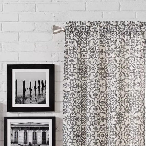 PAIRS TO GO Brockwell Decorative Window Treatment Rod Pocket Curtains - Double Panel, 28" x 84", Charcoal