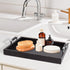 16x12inches SXNOWS Faux Leather Rectangle Serving Tray with Handles, Large Decorative Tray for Ottoman Coffee Table