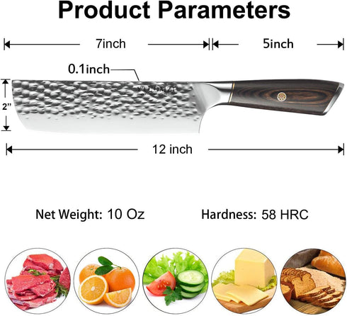 7" 7-inch Nakiri Knife - Razor Sharp Vegetable Cleaver for Kitchen | High Carbon Stainless Steel Multipurpose Asian