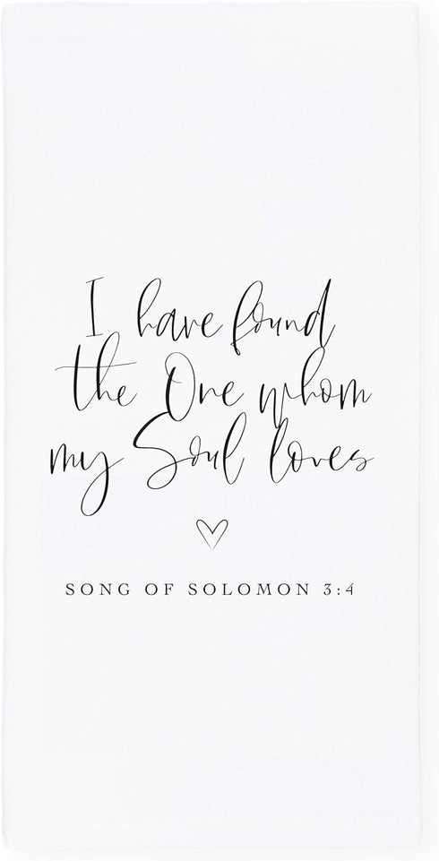 The Cotton & Canvas Co. Scripture Tea Towel, "I Have Found The One Whom My Soul Loves," Soft Absorbent Flour Sack