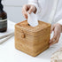 Decorative Square Rattan Tissue Box and Condiment Organizer, 6"x6" Napkin Holder for Dining Table