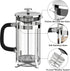 French Press Coffee Maker, 304 Stainless Steel, 4 Filters, Borosilicate Glass, 21 Ounce, Silver