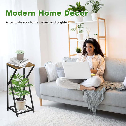 2 27" Plant Stand Indoor, Tall Plant stands for Indoor Outdoor Plants, Tier Plant Tables Square Plant Shelves Metal