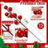 60 12.9" Waipfaru Pcs Christmas Artificial Pine Branches, Faux Evergreen Norfolk Pine with Red Berry Stems, Greenery