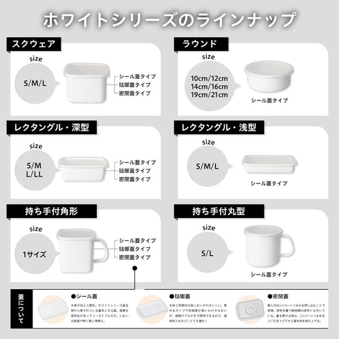 Noda Horo White Enamel Stockpot Food Container (S), Imported from Japan (One Pack)