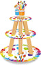 3 Tier Art Paint Party Cupcake Stand, Multicolor Party Holder for Paintbrush Birthday Party Supplies