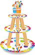 3 Tier Art Paint Party Cupcake Stand, Multicolor Party Holder for Paintbrush Birthday Party Supplies