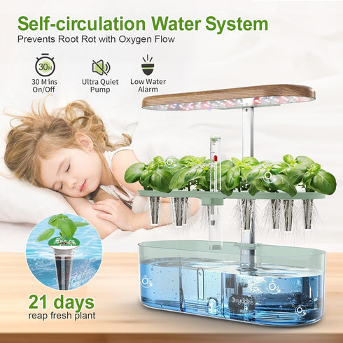 12 Hydroponics Growing System Indoor Garden: Pods Herb Garden Kit Indoor with LED Grow Light Plant Germination Kit