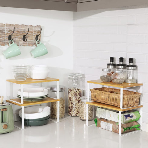 Set 4 Counter UKCS010N01 SONGMICS Cabinet Organizer Shelf, of Kitchen Shelves, Kitchen Storage, Spice Rack, Stackable