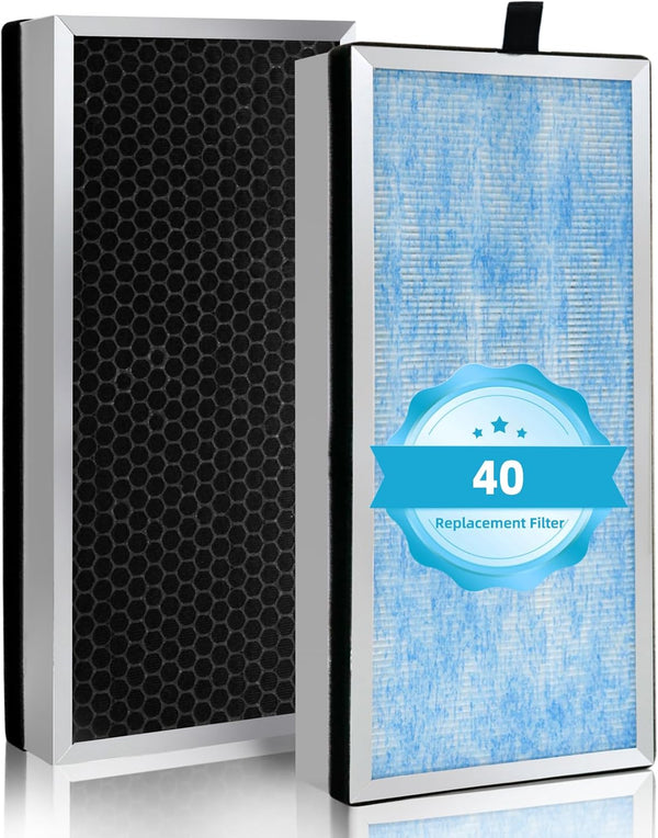 Upgraded 40 Replacement Filter, 2-Pack, Compatible with 40, True HEPA H13 Filtration, 3 Stages