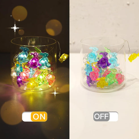 12.8ft 40LED suddus Easter Bunny Battery Operated String Lights, Waterproof Colorful Easter Fairy Lights with Timer