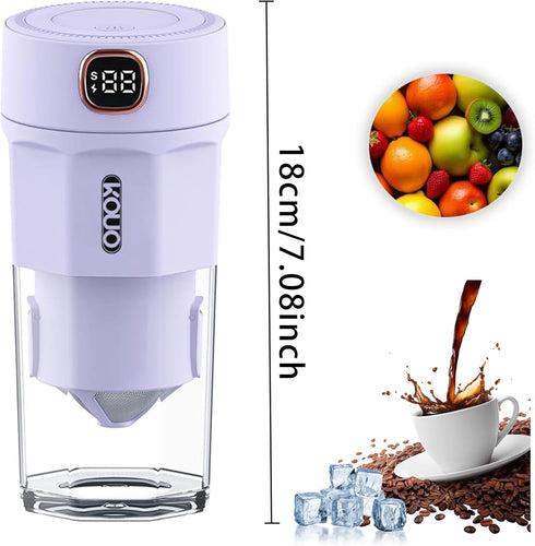 Portable Coffee Grinder and Blender Smoothies with 12Oz BPA Free Personal Travel Cup, Durable Stainless Steel Mix Blender with Metal Coffee Filter, USB Rechargeable(Purple) by Aldeepo
