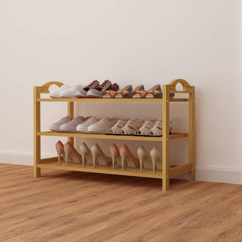 3-Tier UDEAR Bamboo Shoe Rack Shoe Storage Organizer Entryway Shoe Shelf