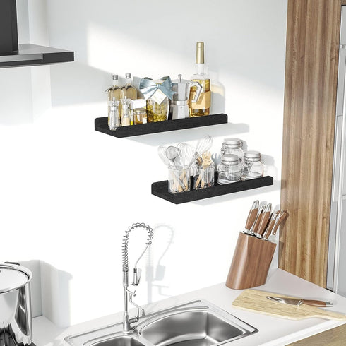 Set 2, 17 Inch Love-KANKEI Floating Shelves Wall Mounted of Rustic Wood Wall Shelves for for Storage, Bedroom Living