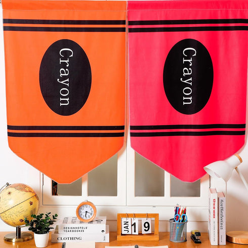 6 Decor(36" 24") SmoothNovelty Pcs School Classroom Curtains Back to Classroom Rainbow Colorful Crayon Curtains