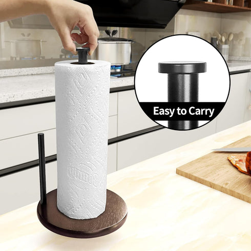 OBODING Wood Paper Towel Holder Countertop, Farmhouse Stand for Standard and Jumbo Size Paper Towels