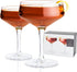 Viski Raye Set of 2 Angled Stemmed Crystal Coupe Cocktail Glasses, 7oz, Drinkware Set