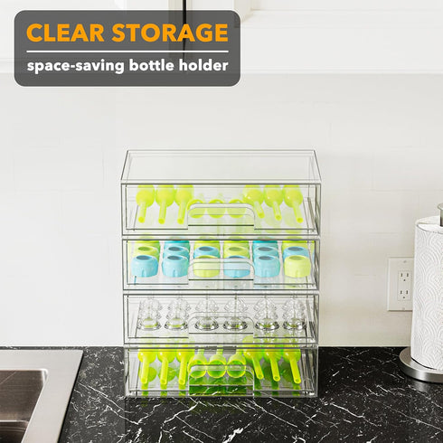 Countertop, 4 Pack, 4L, 13.7"H SpaceAid Bottle Storage Organizer Baby - Acrylic Bottles Station Organizer Container