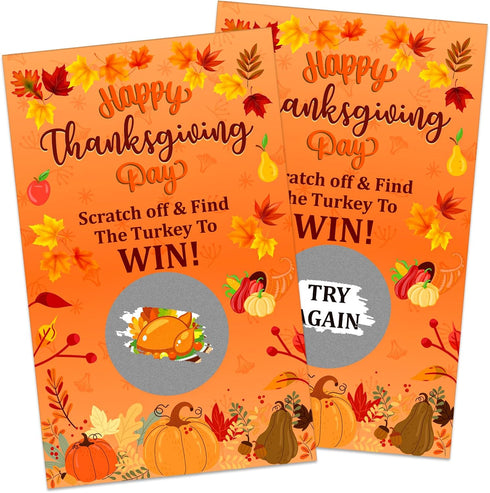 Thanksgiving Scratch Off Game Cards - 36PCS Maple Pumpkin Turkey Scratch Off