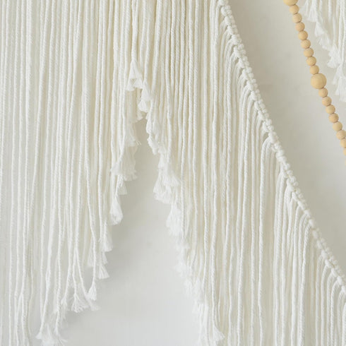 Flber 57" 41" Large Macrame Wall Hanging Boho Yarn Art Garland with Tassels and Beads, Handmade Rope Decor for Nursery
