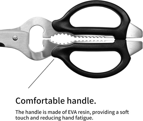 Seki Japan Left Handed Multifunctional Kitchen Scissors - Stainless Steel Blade Soft Grip Kitchen Shears