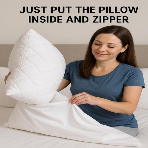 4 Pack Deluxe Zippered Vinyl Pillow Covers - Waterproof Protectors, Standard Size 20"x29"