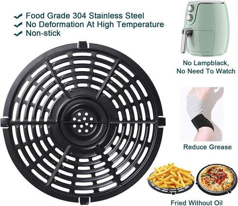 Air Fryer Replacement Grill Pan for Power Dash Chefman 5QT Air Fryers Non-Stick Crisper Plate (8.46in/5QT)