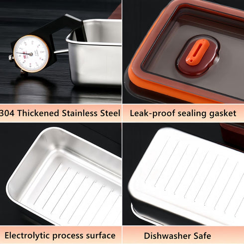 Bacon Container for Refrigerator, Airtight Stainless Steel Deli Meat Storage Containers for Kitchen Food Storage