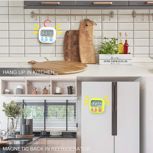 Digital Kitchen Timer for Teachers and Kids Cooking - Magnetic + ON/Off Switch + Count Up Countdown, Stopwatch Timer, 2