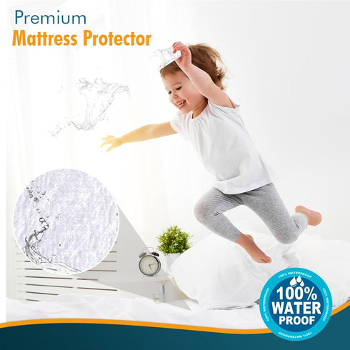 PlushDeluxe Twin-XL Cotton Mattress Protector Waterproof Cover with Fitted Sheet Design Soft and Durable Mattress Pad