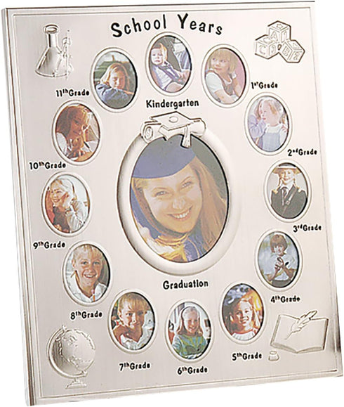 School Years K-12 Picture Frame, Silver, 13 Openings