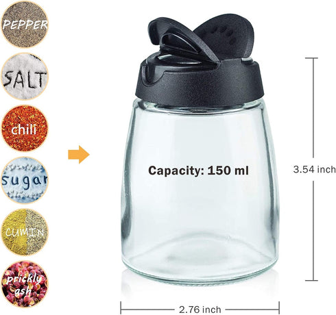 Celiseaya (8PCS Glass Spice Jars, Double Lids Seasoning Shakers Glass Bottles Spice Shakers Sifter Barbecue Salt