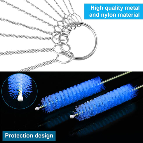 16 Pcs Reusable Straw Cleaning Brushes, Long Bottle Test Tube Cleaning Brush, Nylon Washing Cleaner Tool in Different