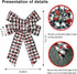 Hying 2 PCS Valentine's Day Bows for Wreath, Black White Buffalo Plaid Bows with Glitter Red Heart Bow for Party