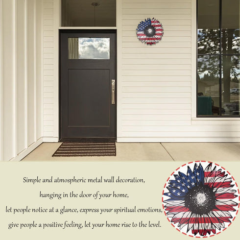 Heoclao 11.81'' American Flag Metal Wall Art, National Flag Metal Sculpture for Home Office Decor