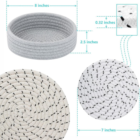 Trivets for Hot Dishes, 5 Pcs Cotton Hot Mats with Storage Basket, Protect Countertops and Cooking Pots