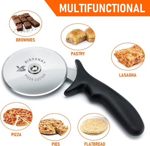 MSY BIGSUNNY Pro Pizza Cutter, Stainless Steel Wheel, 4-inch (10cm), Dishwasher Safe
