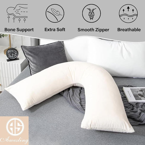 AS AWESLING Shredded Memory Foam V Pillow, V Pillow for Neck and Shoulder Pain, Neck Support Pillow for Sleeping, Body