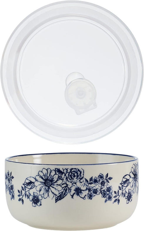 Pfaltzgraff Gabriela Storage Bowls, 6 inch, Blue and White Design for Kitchen Storage