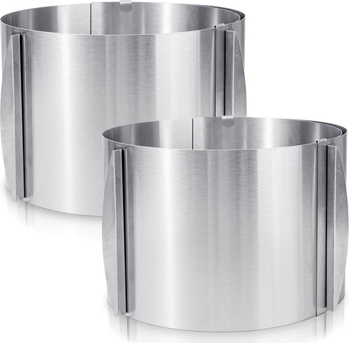 Hushee 2 Pcs Cake Mold, 15 cm High Adjustable Cake Ring for Baking, Round Stainless Steel Bakeware