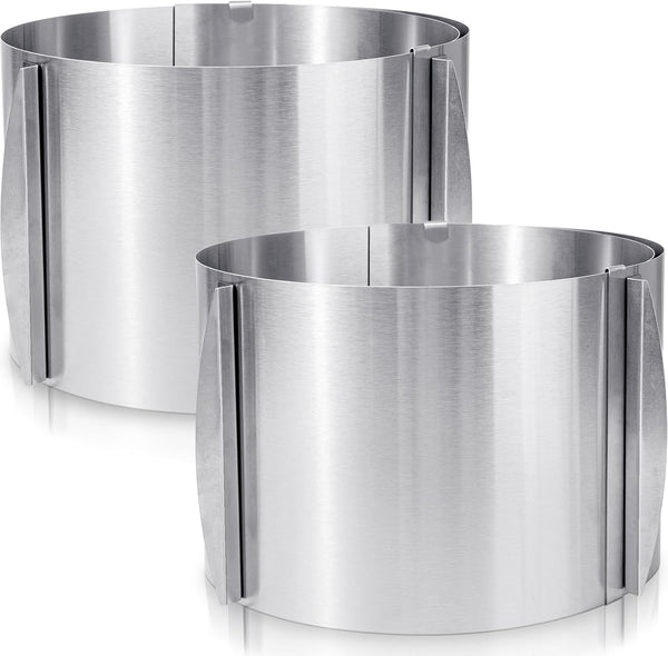 Hushee 2 Pcs Cake Mold, 15 cm High Adjustable Cake Ring for Baking, Round Stainless Steel Bakeware
