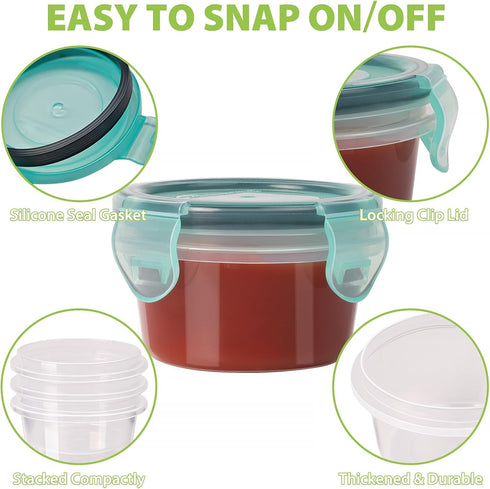 Freshmage Salad Dressing Container to Go, 6 Pack 2.7 oz Small Leakproof Condiment Containers