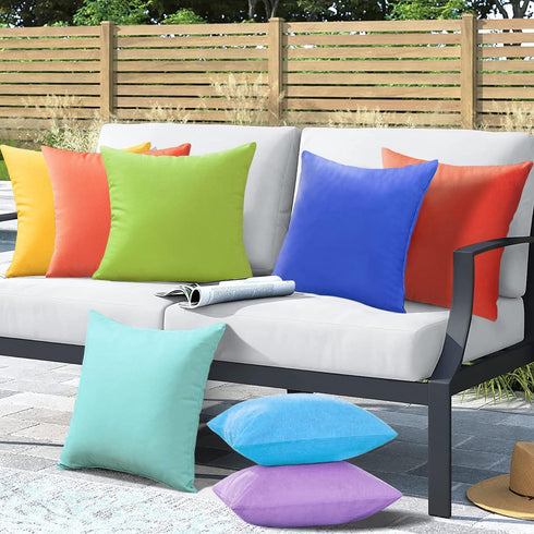 20x20 Pack 2 VAKADO Outdoor Waterproof Throw Pillow Covers Decorative Sky Blue Outside Patio Furniture Cushion Cases