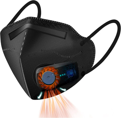 Bwinmak Fashion Wearable Air Purifier USB Exhaust Fan for Masks, Cooking, Training, Outdoor Sports - Black