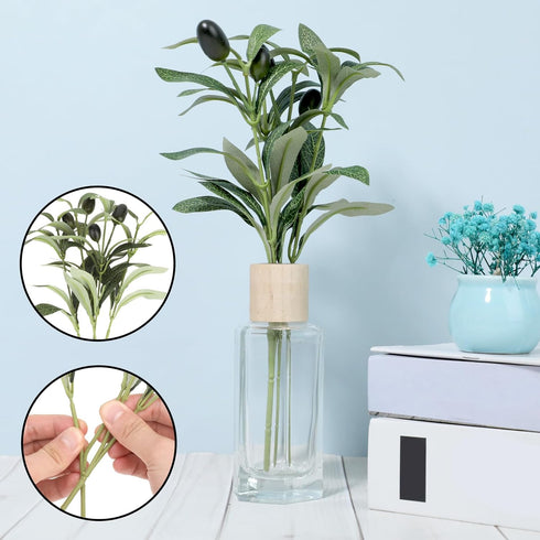 Mozeat Lens 11 Inch 5 Olive Branches for Vases, PCS Artificial Plants Olive Tree Branches Faux Olives Leaves Stems