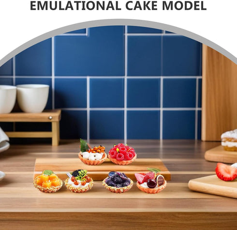 6Pcs Set UPKOCH Artificial Fruit Egg Tart Fake Cake Model Realistic Simulated Bakery Display Props for Home Kitchen