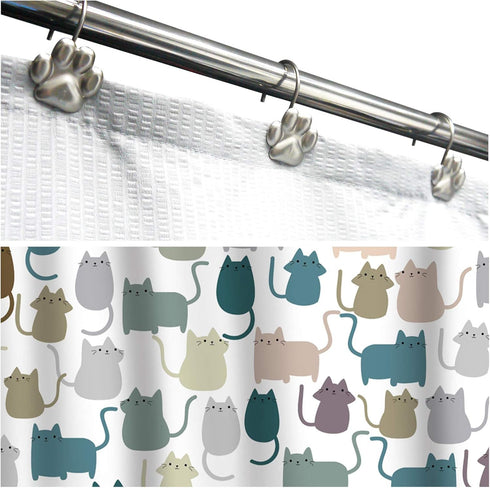 Sunlit Fashion Design Cute Paw Print Polished Shower Curtain Hooks for Dog, Cat, and Bear, Rust Proof Oil Rubbed Metal