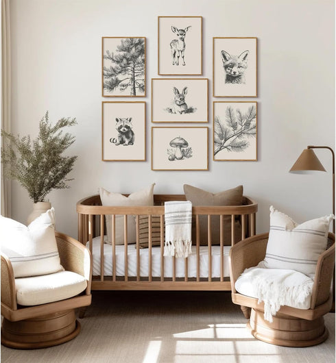Pouydmi 8x10x7 Inch Nursery Wall Art Woodland Animal Canvas Wall Decor Baby Room Pictures Forest Animal Prints Kids